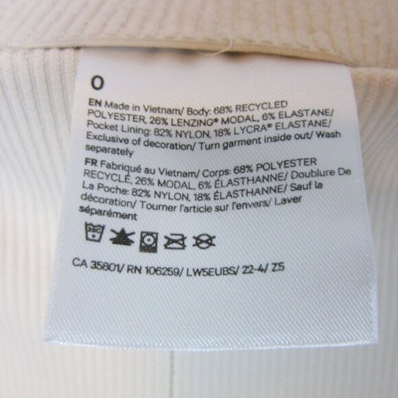 Lululemon Brushed Softstreme Ribbed Zip Flared Pant Bone White Women's 0 - Picture 5 of 8